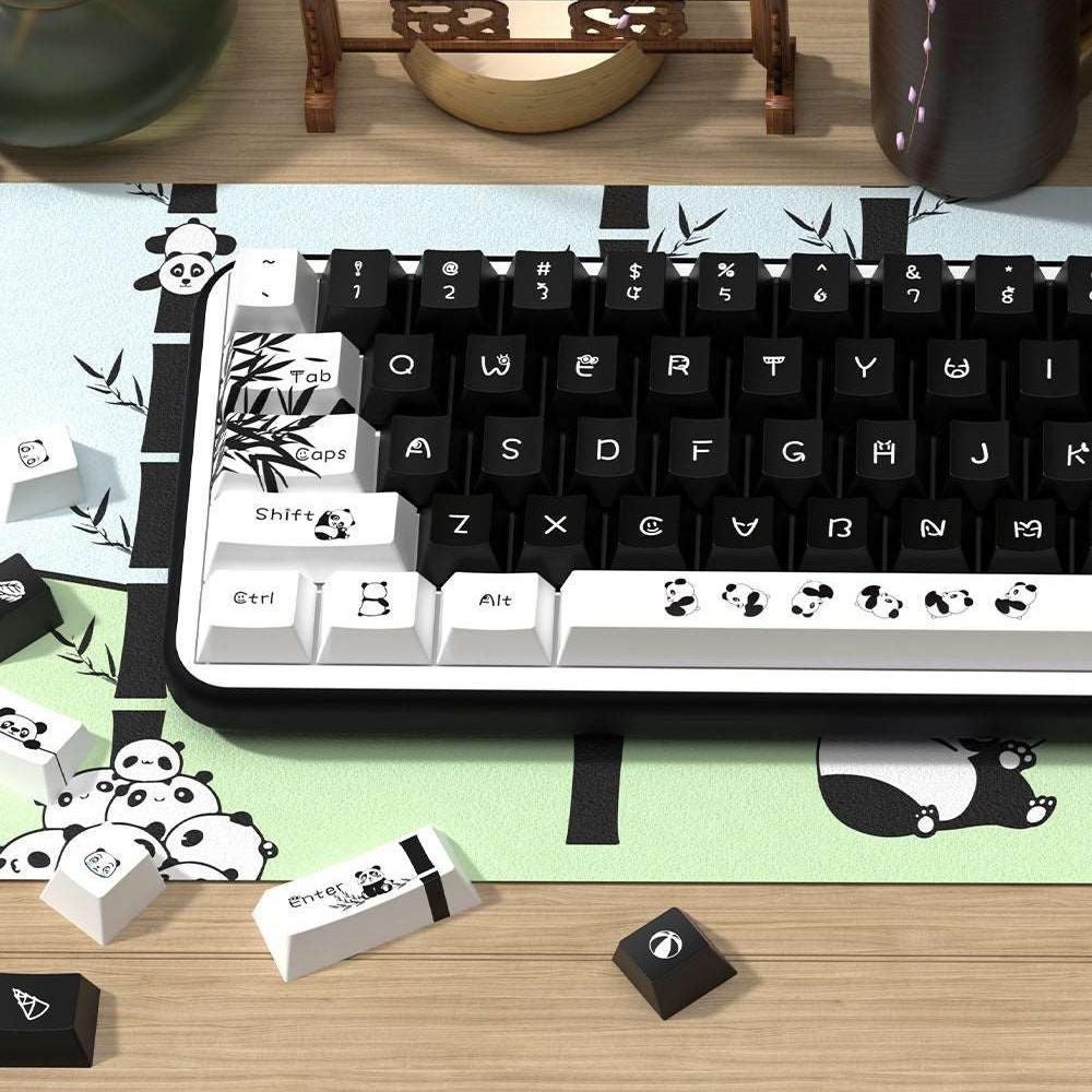 Panda Theme Dye-Sub PBT Keycaps | 158 keys | Cherry Profile | ANSI | ISO | Keycaps only
