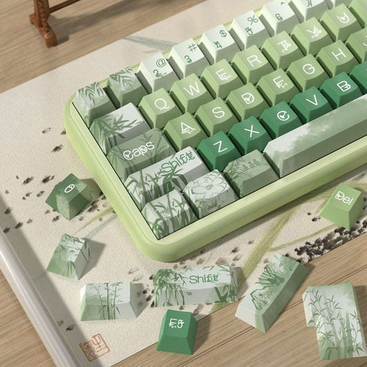 Bamboo Serenity Green Elegant Natural Plant Cherry Profile Keycap Set
