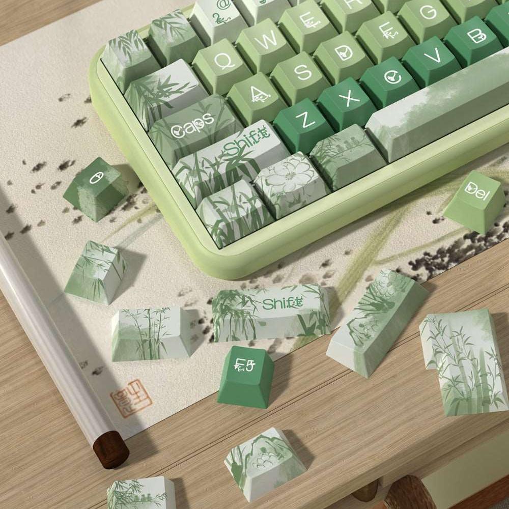 Bamboo Serenity Green Elegant Natural Plant Cherry Profile Keycap Set