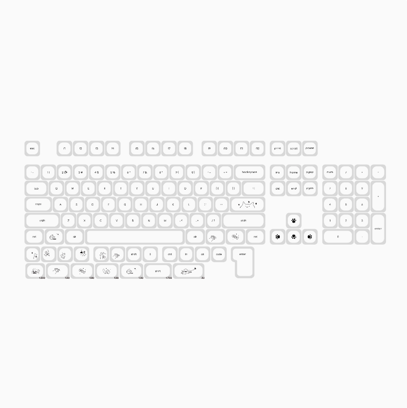 Minimalist Cat & Dog Keycap Set | Mini Characters