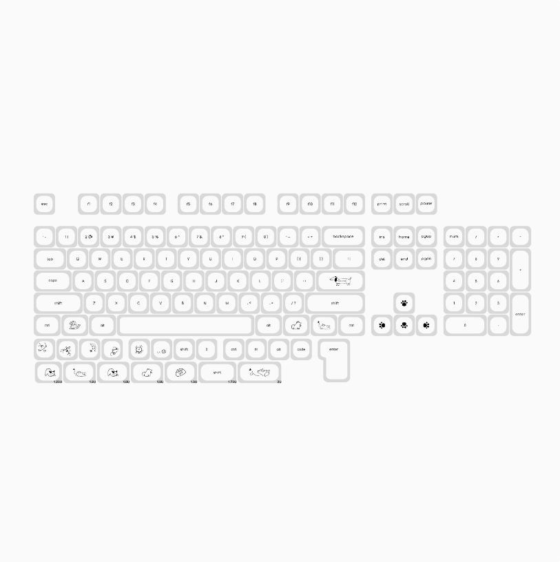 Minimalist Cat & Dog Keycap Set | Mini Characters