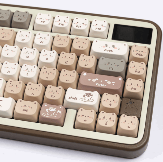 kitty cafe brown cute moa keycap set