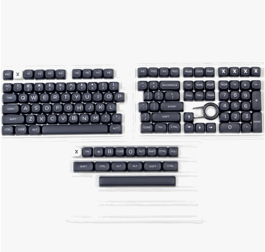 KBCaps Minimalist Black Dye-Sub PBT Keycaps | 126 keys | MOA Profile | ANSI | Keycaps only