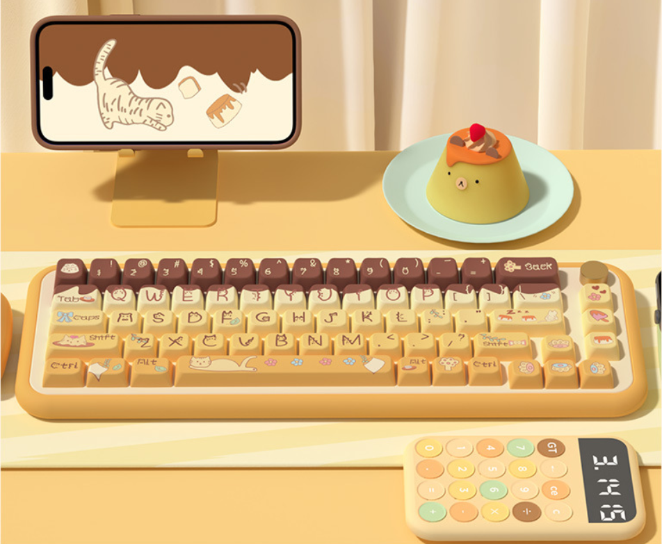 Yellow Pudding Kitty Keycap Set