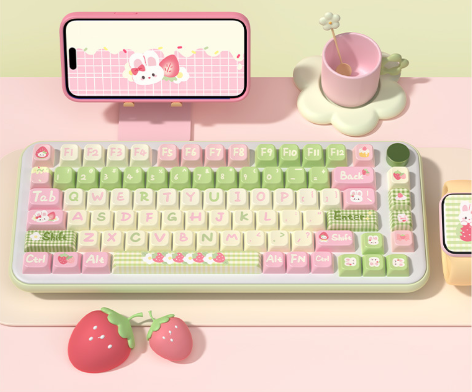 Strawberry Milk Bunny Keycap Set