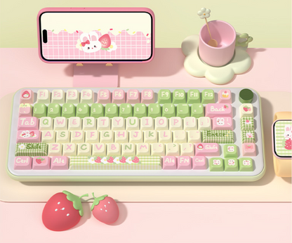 Strawberry Milk Bunny Keycap Set