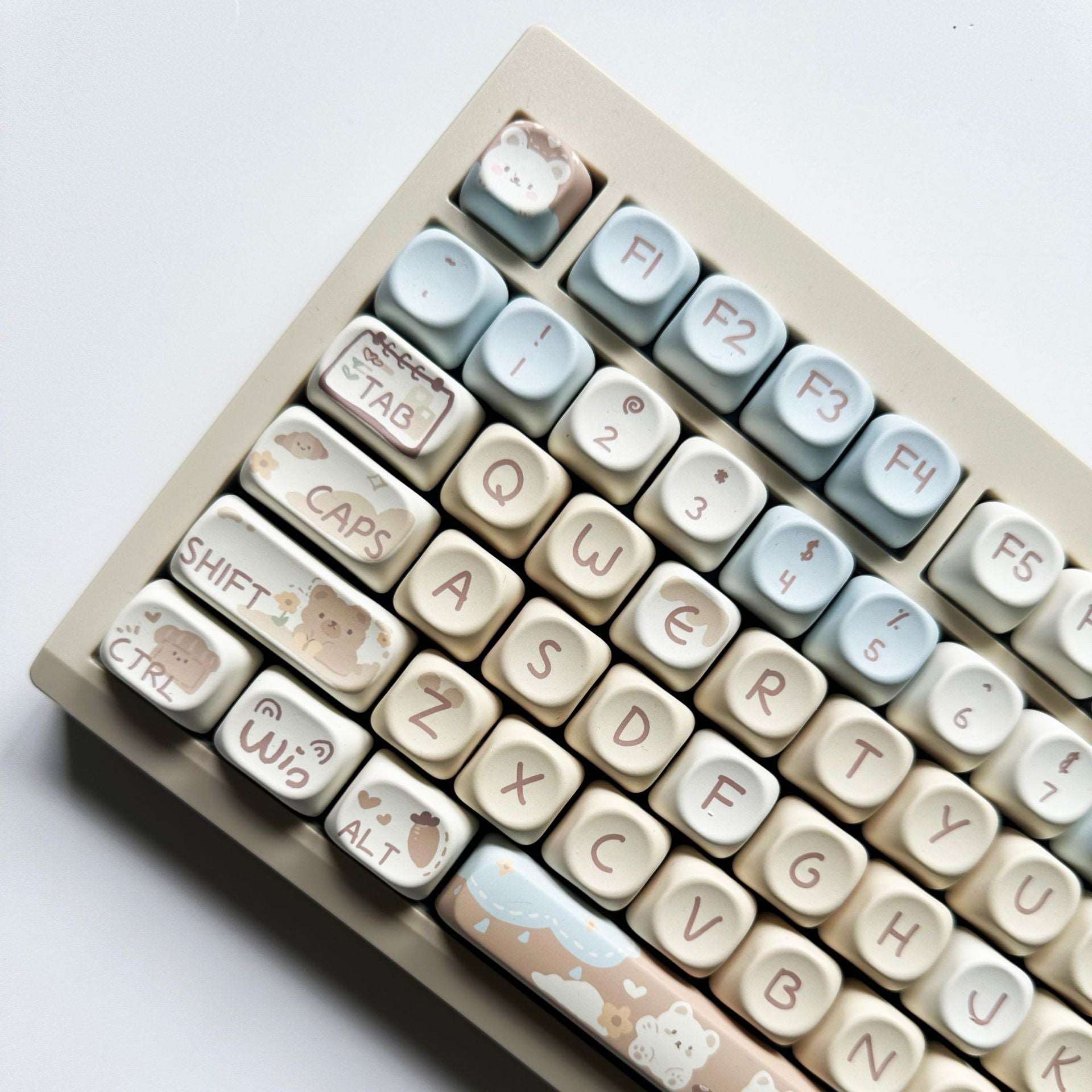 Milktea Bear Dye-Sub PBT Keycaps | 132 keys | MOA Profile | ANSI | Keycaps only