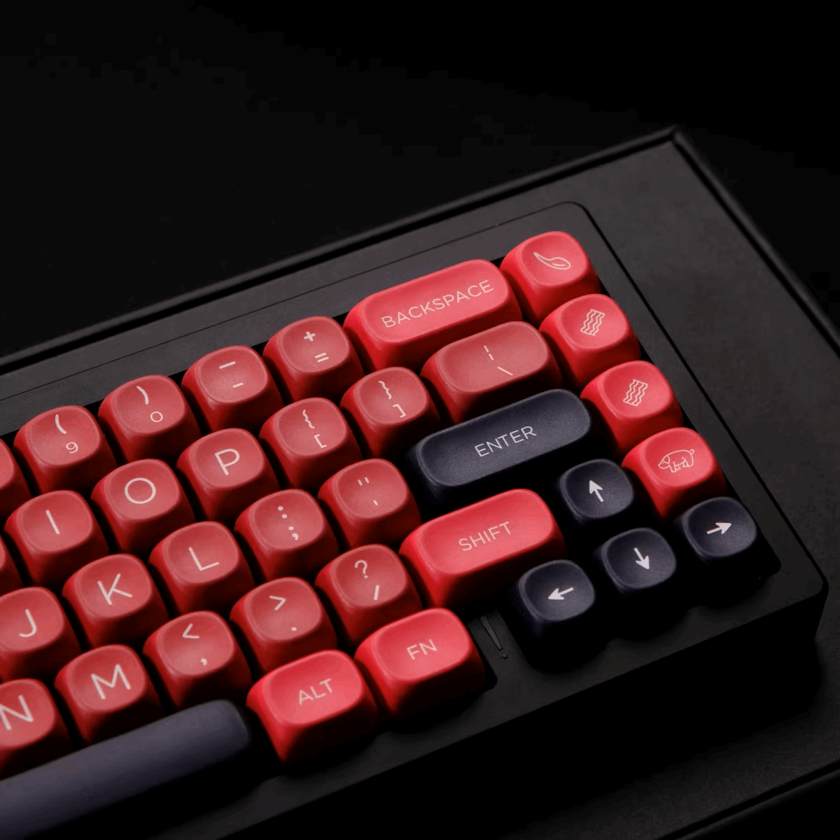 KBCaps Inferno Black Dye-Sub PBT Keycaps | 126 keys | MOA Profile | ANSI | Keycaps only