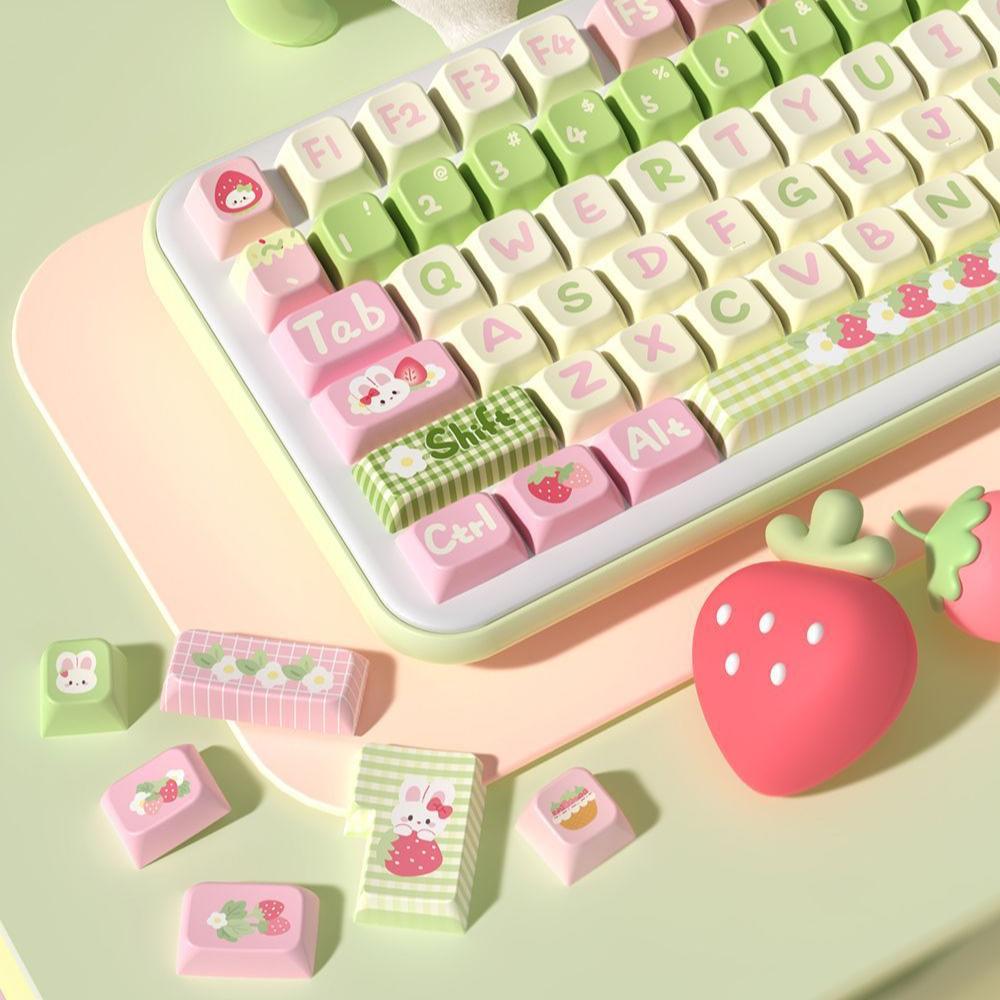 Strawberry Milk Bunny Keycap Set