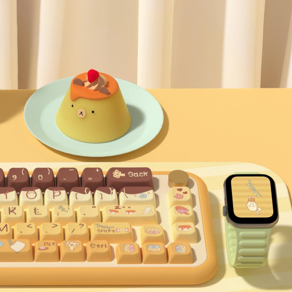 Yellow Pudding Kitty Keycap Set