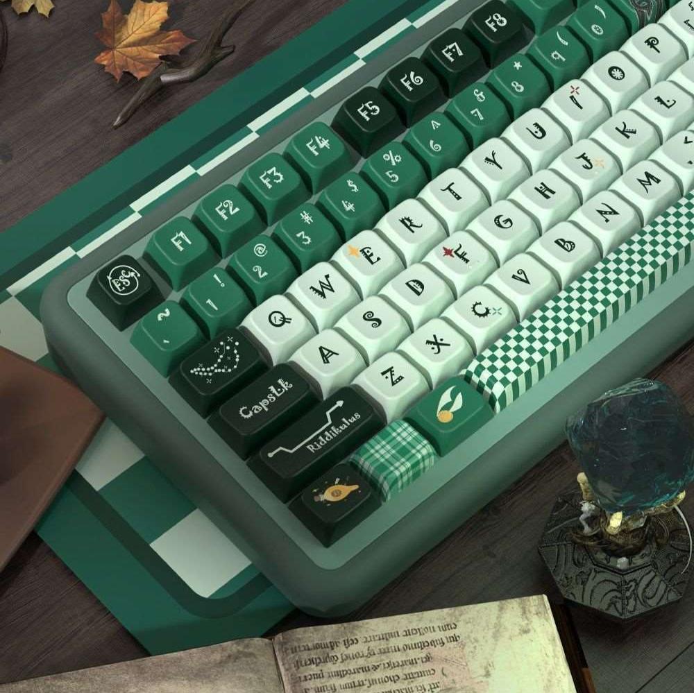 Slytherin Theme Dye-Sub PBT Keycaps | 158 keys | MDA Profile | ANSI | ISO | Keycaps only