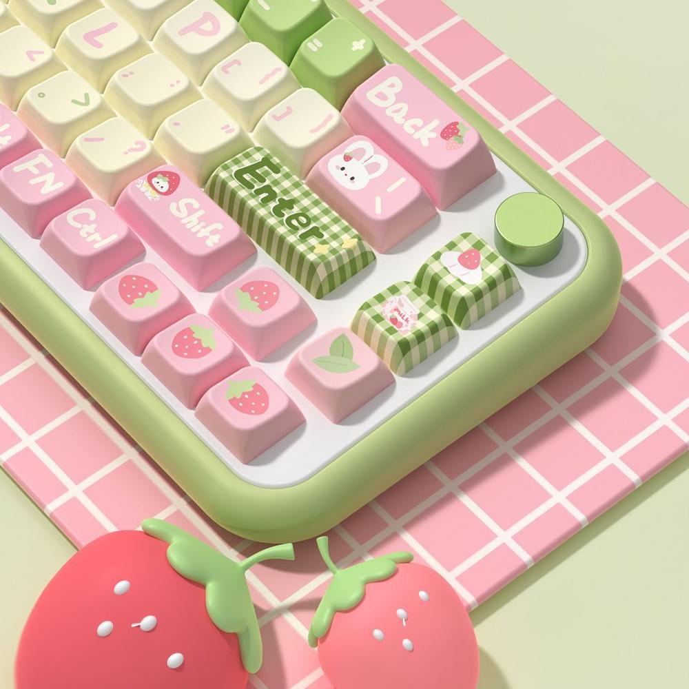 Strawberry Milk Bunny Keycap Set