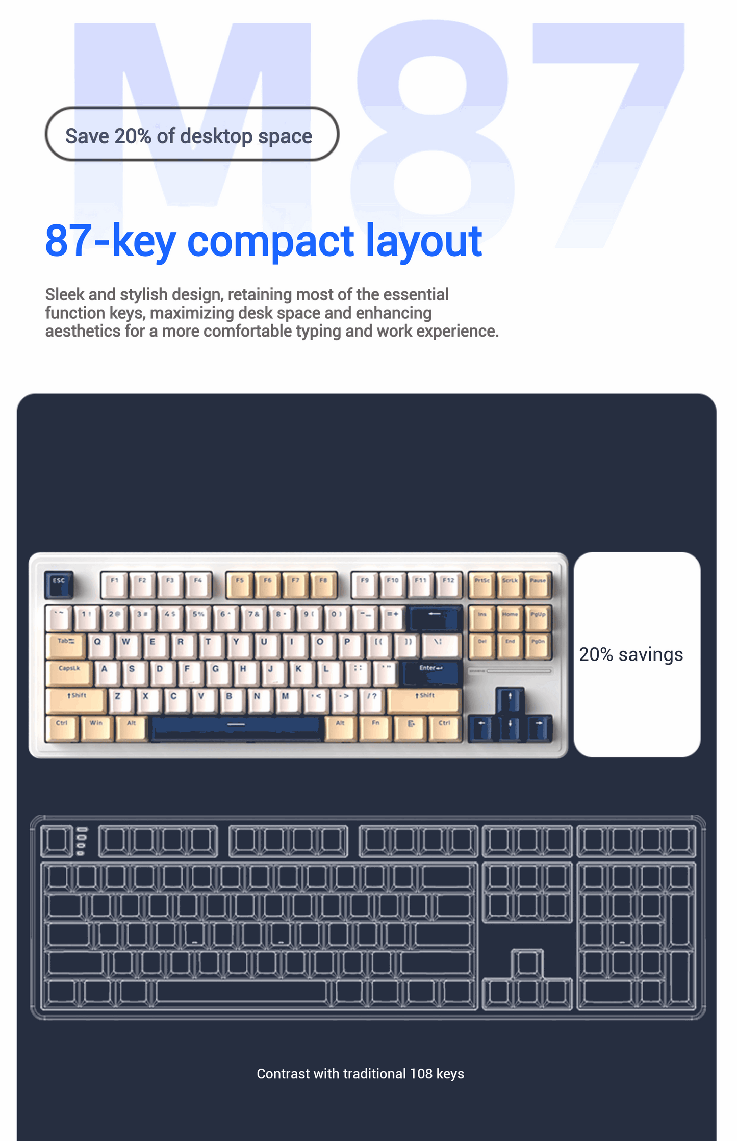 Xinmeng M87ProV2 TKL Wired Wireless Mechanical Keyboard