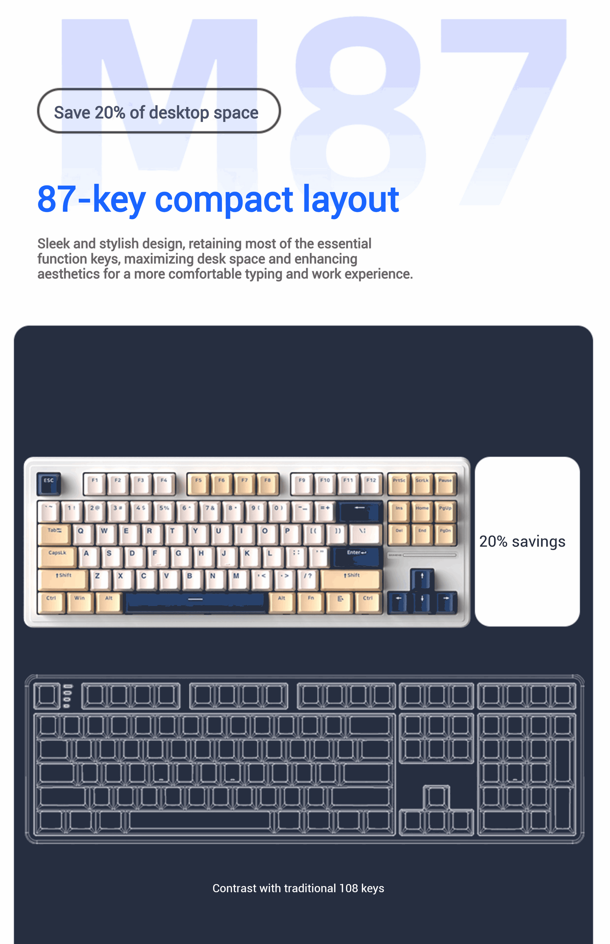Xinmeng M87ProV2 TKL Wired Wireless Mechanical Keyboard