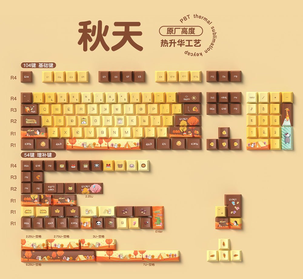 Autumn Theme Keycap Set - Cherry Profile Keycaps - TzunaBee