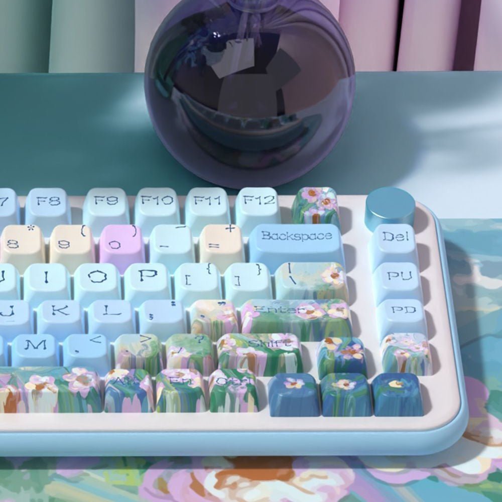 Azure Daisy Keycap Set - MDA Profile Keycaps - TzunaBee