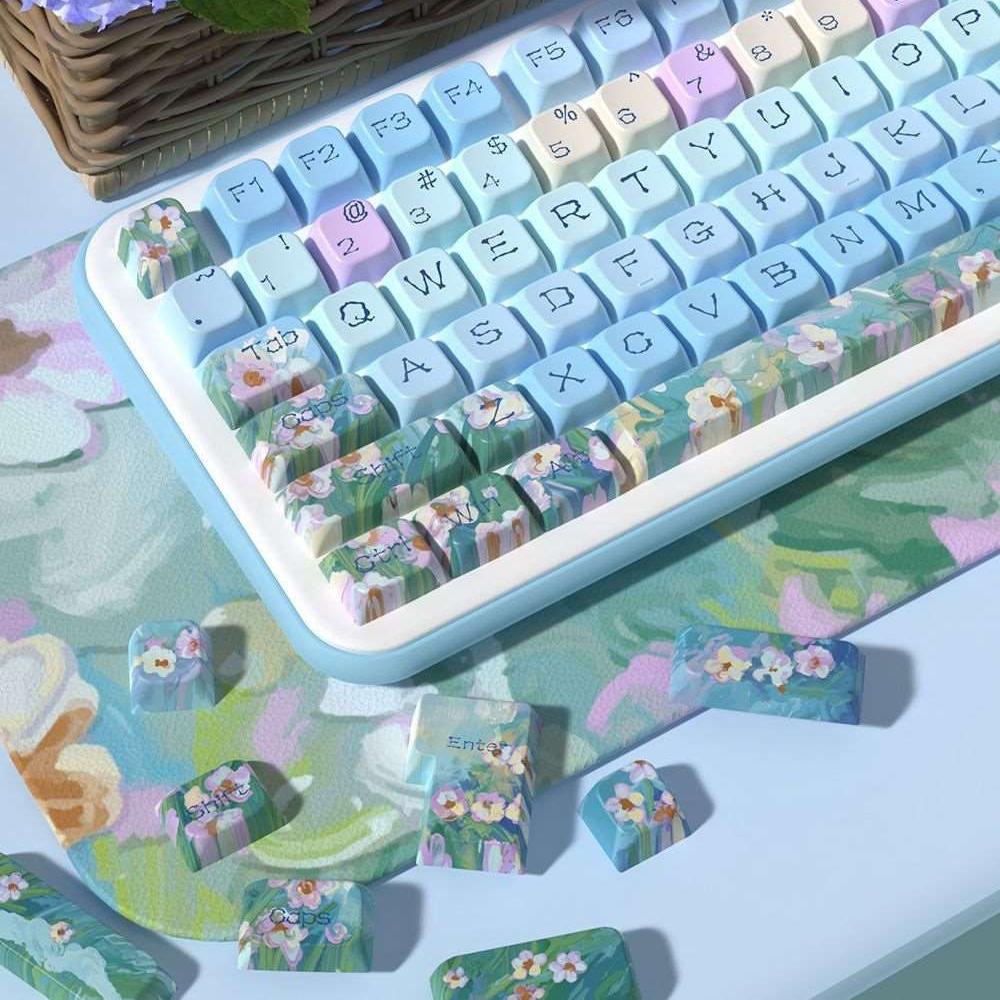 Azure Daisy Keycap Set - MDA Profile Keycaps - TzunaBee