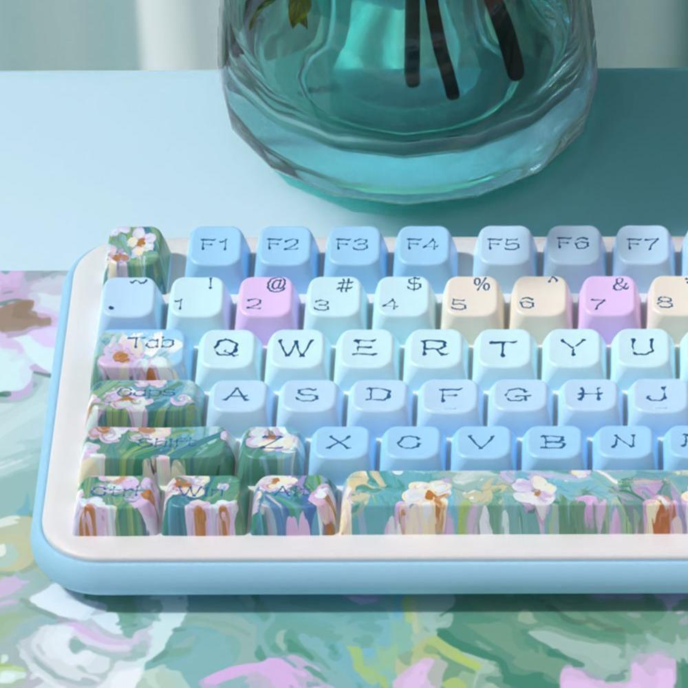 Azure Daisy Keycap Set - MDA Profile Keycaps - TzunaBee