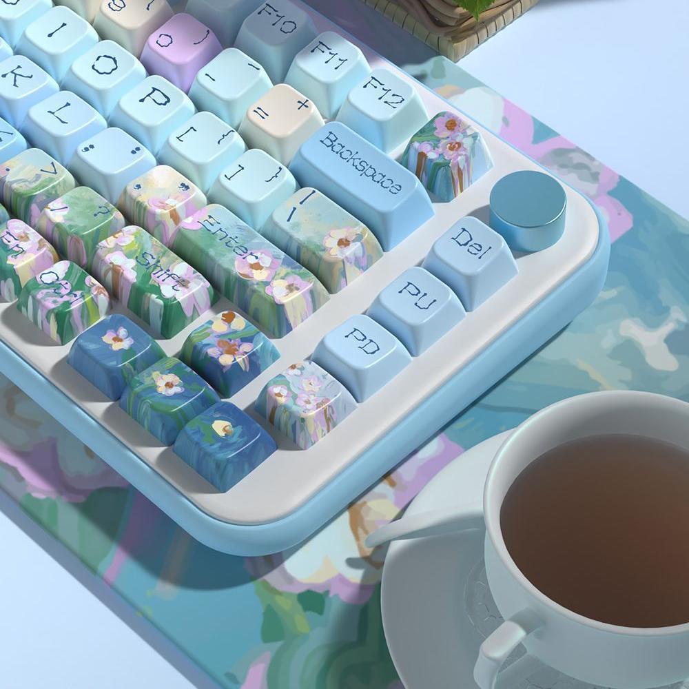 Azure Daisy Keycap Set - MDA Profile Keycaps - TzunaBee