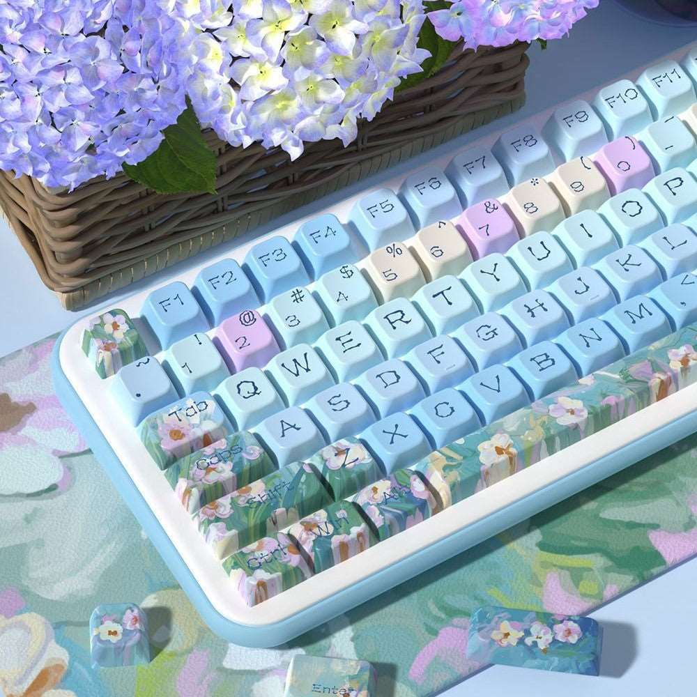 Azure Daisy Keycap Set - MDA Profile Keycaps - TzunaBee