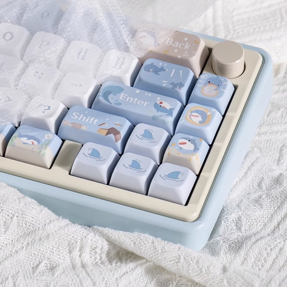 Blue Shark Keycap Set - MDA Profile Keycaps - TzunaBee