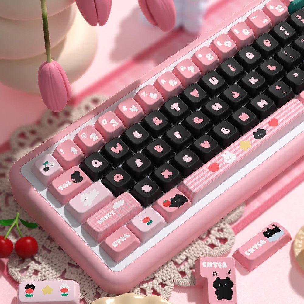 Bubblegum Whisker Keycap Set - MDA Profile Keycaps - TzunaBee