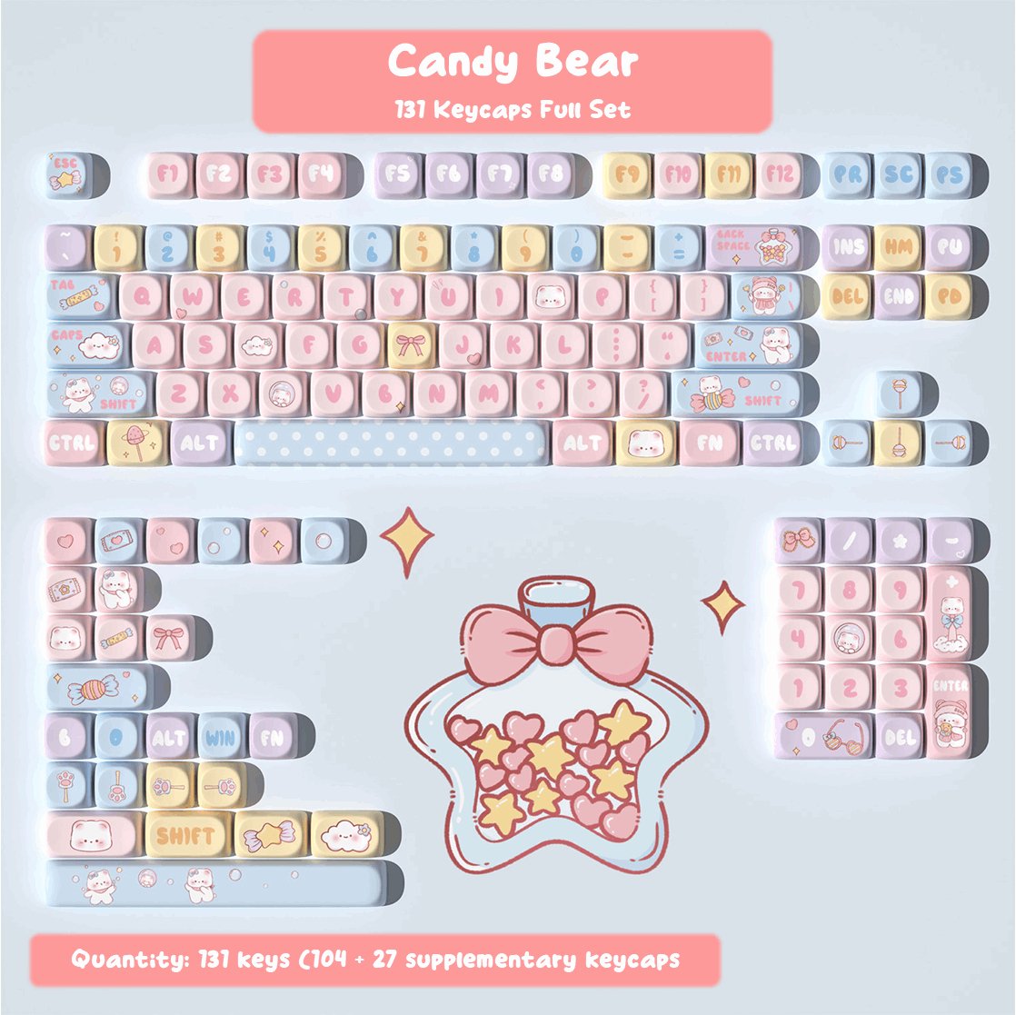 Candy Bear Keycap Set - MOA Profile Keycaps - TzunaBee