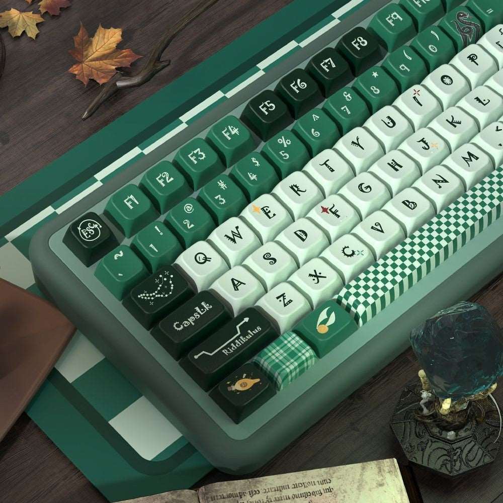 Slytherin Theme Dye-Sub PBT Keycaps | 158 keys | MDA Profile | ANSI | ISO | Keycaps only