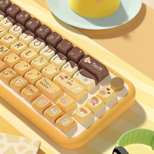 Yellow Pudding Kitty Keycap Set