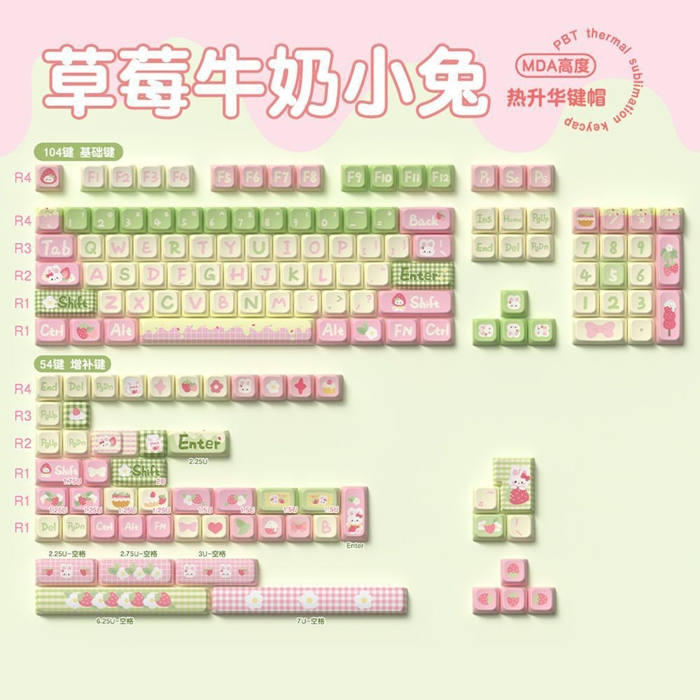 Strawberry Milk Bunny Keycap Set