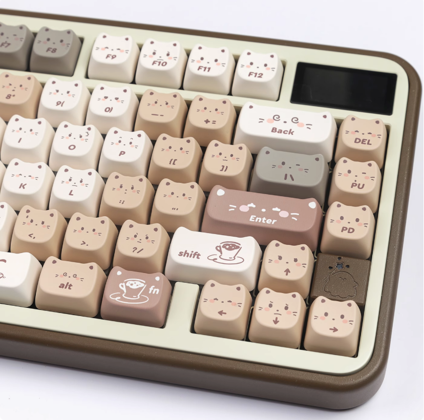 kitty cafe brown cute moa keycap set