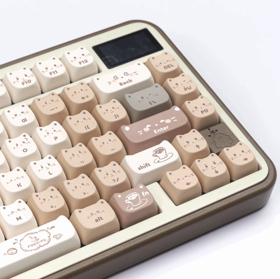 kitty cafe brown cute moa keycap set