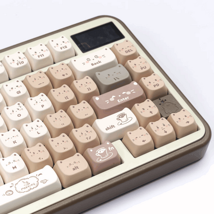 kitty cafe brown cute moa keycap set