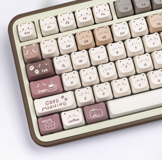 kitty cafe brown cute moa keycap set