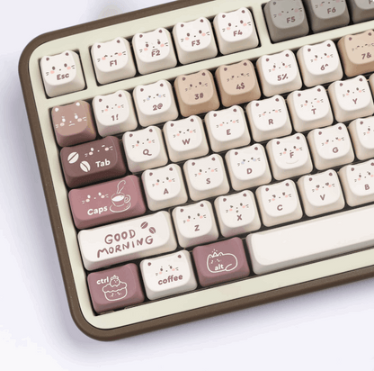 kitty cafe brown cute moa keycap set