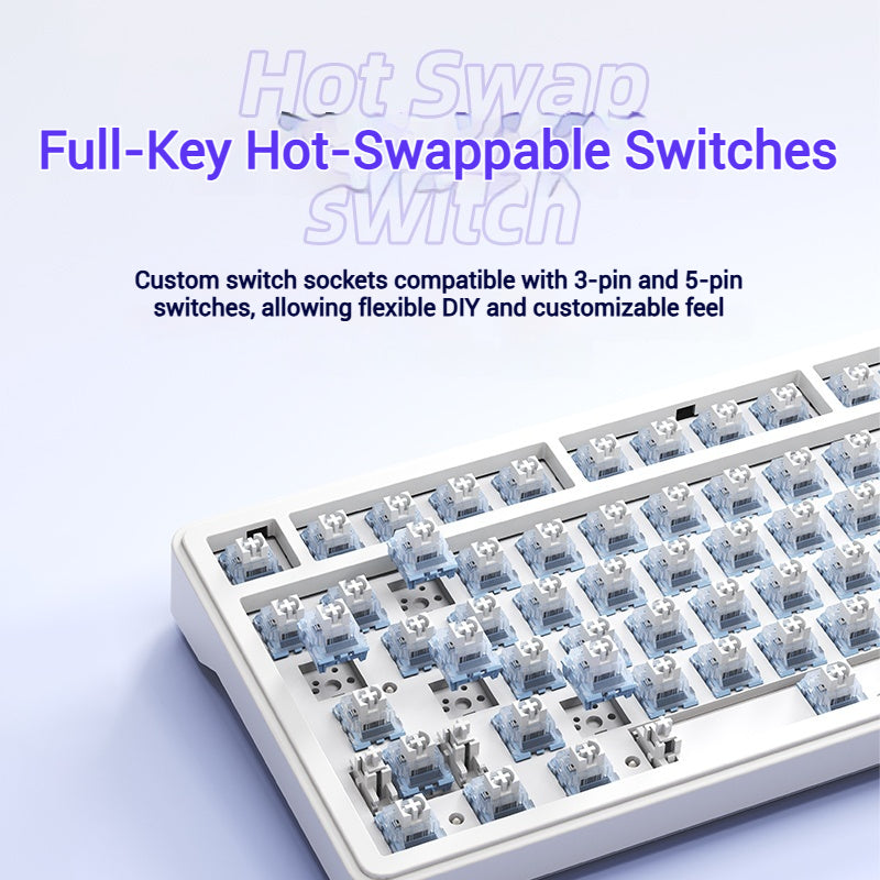 xinmeng m75 tri-mode wireless mechanical keyboard hotswappable 3-pin 5-pin switches