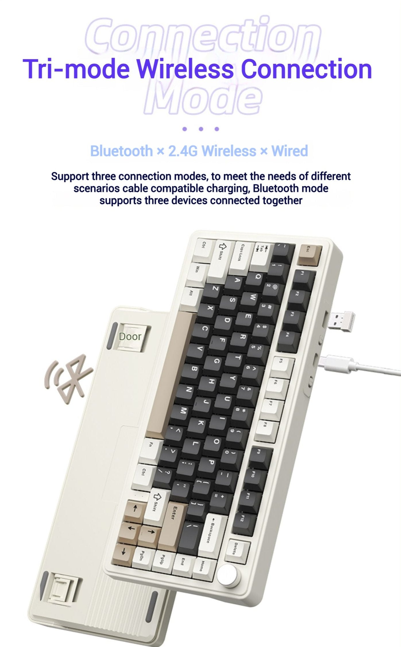xinmeng m75 tri-mode wireless mechanical keyboard bluetooth 2.4g wireless wired